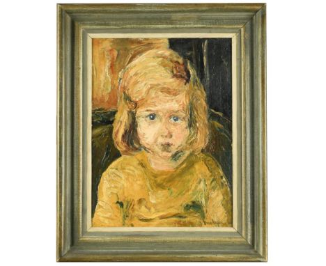 § Ronald Ossory Dunlop, NEA, ARA, RBA (Irish/British, 1894-1973) Head of a young girl signed 'Dunlop' (lower right) oil on ca