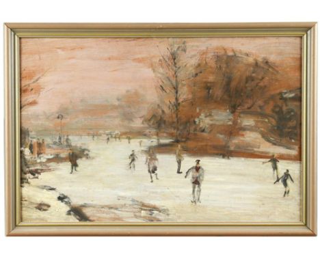 Manner of Ruskin Spear, CBE, RA (British, 1911-1990) The Skaters oil on board 39 x 60cm (15 x 23in) Other Notes: Ruskin Spear