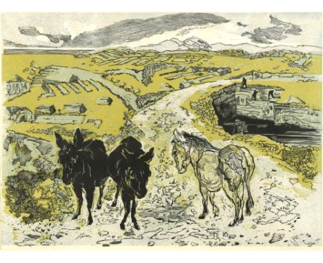 § Gertrude Hermes, OBE, RA (British, 1901-1983) The Peat Cutters signed and dated 'Gertrude Hermes 1956' in pencil (lower lef