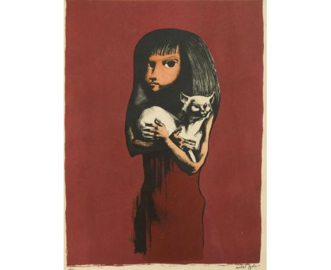 § Michael Ayrton (British, 1921-1975) Girl and Cat signed 'Michael Ayrton' in pencil (lower right); numbered 22/50 lithograph