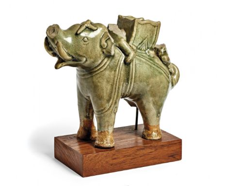  ELEFANTE CON INVETRIATURA CÉLADON Thailandia, periodo Ayutthaya, forni di Si Satchanalai/Sawankhalok, XIV-XVI secolo - AN EL