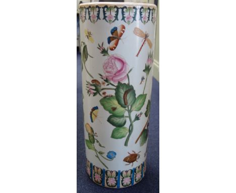 AN CHINESE CYLINDER STICK STAND, 62cm high, (hole to base) 