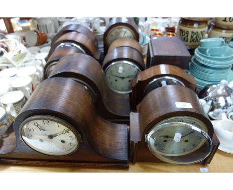 A COLLECTION OF 1930S OAK CASED MANTEL CLOCKS and similar 