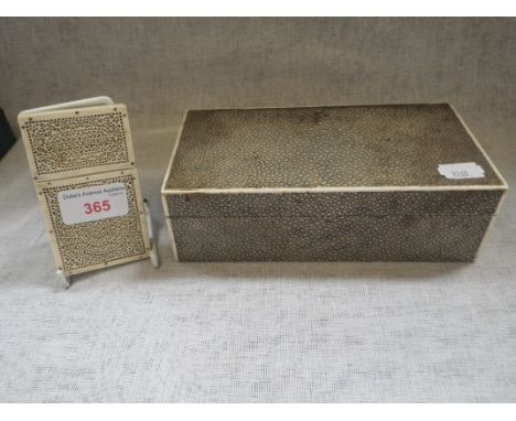 A 1930S SHAGREEN CIGARETTE BOX and a 19th century carved ivory card case (2) 