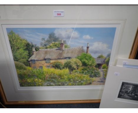 HOWARD PHIPPS: "Thomas Hardy's Study at Max Gate Dorchester", wood engraving No 9/250, a signed Edward Vine print of Max Gate