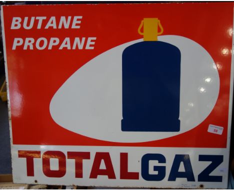 A VINTAGE ENAMEL, 'TOTALGAZ' DOUBLE SIDED SIGN, 49cm high 