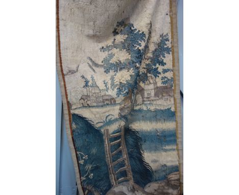 A SECTION OF 18TH CENTURY TAPESTRY and a similar wall hanging (2) £30-60