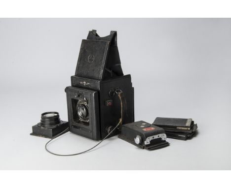 A Thornton Pickard Ruby Deluxe Reflex Camera,  black, Compur shutter working, body, F, with lenses - Taylor Taylor Hobson Coo
