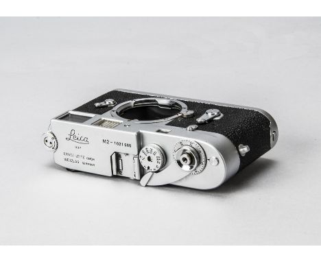 A Leica M2 Camera Body, serial no. 1021685, chrome, shutter working, 1961, body G-VG, minor repairs to vulcanite and small pa