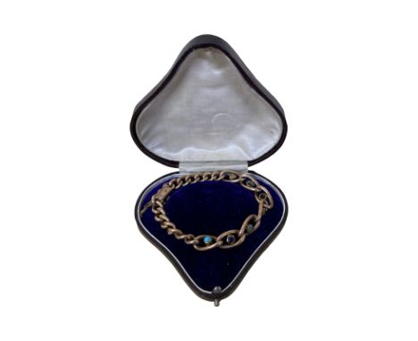 A 9ct rose gold Victorian acrostic dearest bracelet set with precious stones including a diamond, emerald and ruby.  In a fit