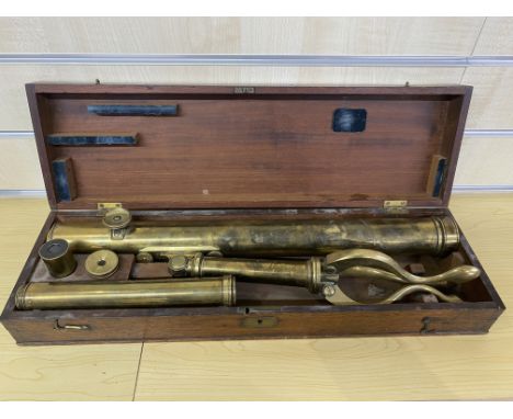 Parkinson and Fredsham Victorian c.1860 Brass Telescope. Makers marker engraved 'Parkinson and Frodsham, London and Liverpool