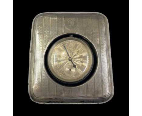 A large silver Gothic open faced pocket watch, Chester 1911 in a silver mounted desk case, Birmingham 1911  Pocket watch with