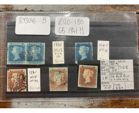 GB Two 1841 SG13 Q-K &amp; Q-L Two Pence Blue, plus SG5 J- Two Pence Blue, all about VF and 4 margins, together with two 1841