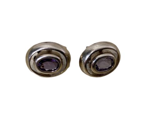 AWAY 9ct gold faceted amethyst stud earrings.&nbsp; Total weight 3.9gm approx.&nbsp; Each earring measures approx 1.5cm by 1.