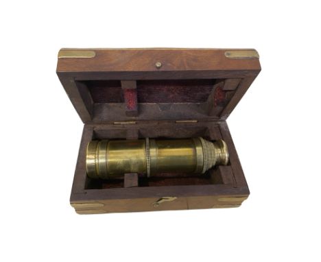 Ross, London 1917, Nautical Telescopic Monocular  6 extending sections.  In brass bound case  Well oiled and extends and clos