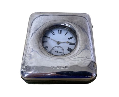 A silver cased pocket watch, London 1877 in a silver mounted desk pocket watch case, Birmingham 1912  Open case pocket watch 