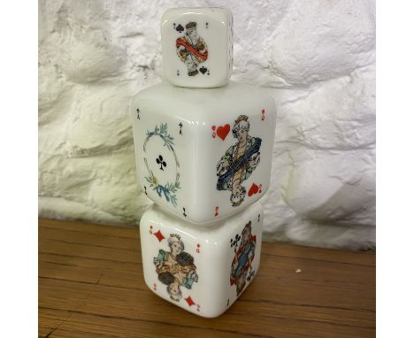 Vintage 'Marca Depositita' unopened Cherry Brandy Buton 600cc 42%. In a novelty porcelain bottle formed as three dice with pl