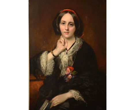 English School (c.1860)
'Portrait of a Young Lady'
Oil on canvas, 91.5 x 67.5cm CONDITION REPORT: Lot 417 - touch up/repairs 