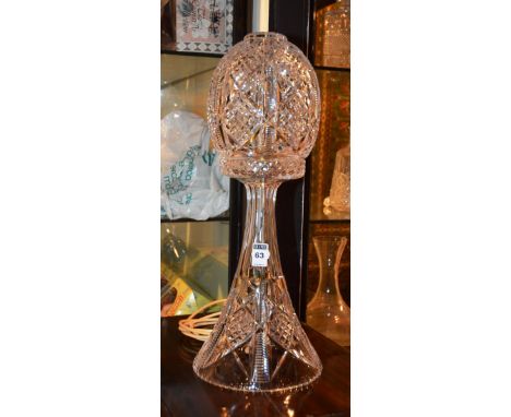 A crystal table lamp with shade, converted, 47cm high