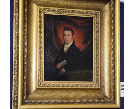 William Yellowlees (1796-1856)
'Portrait of a Young Gentleman'
Oil on walnut panel, 21.5 x 17.5cm CONDITION REPORT: Lot 416 -