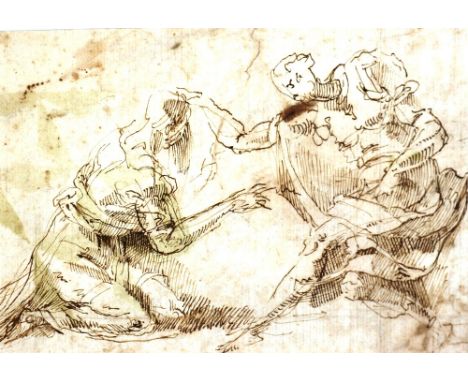Italian School (17th Century)
'Allegorical Biblical Scene with Cherubs'
Study for an Annunciation, ink, unsigned 13 x 19cm, w