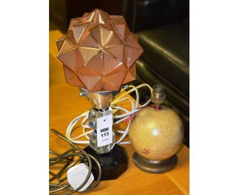 An Art Deco lamp, with star shade and another (2)
