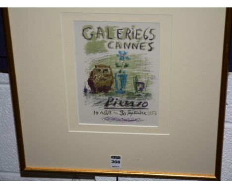 Pablo Picasso
'Galerie 65, Cannes'
August 14th-September 30th 1956, lithograph, 23 x 16cm