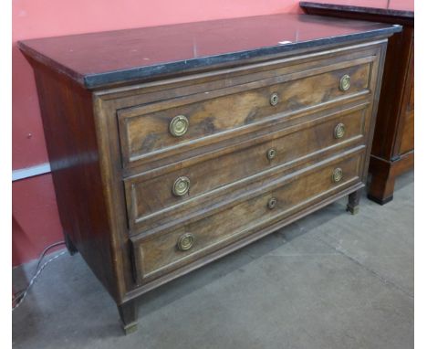 A 19th Century French walnut and marble topped commode