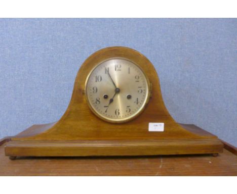 An Art Deco inlaid mahogany mantel clock 