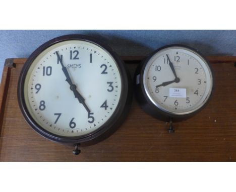Two vintage Smiths Bakelite wall clocks 