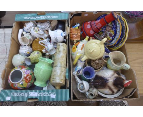Two boxes of assorted vintage china, etc. 