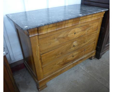 A 19th Century French fruitwood and marble topped commode