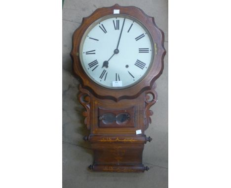 A Victorian inlaid mahogany wall clock 