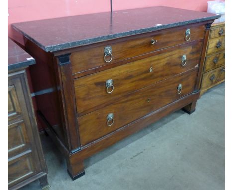 A 19th Century French mahogany and marble topped commode