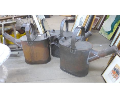 Three vintage 3 gallon oil cans 