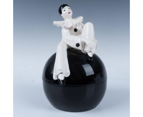 Beautiful vintage Japanese ceramic bowl known for its smooth finish, featuring a classic Pierrot clown with a whimsical spiri