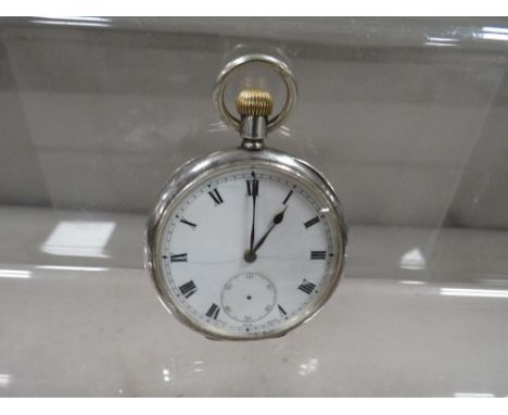 An antique silver cased mens pocket watch by Zenith 