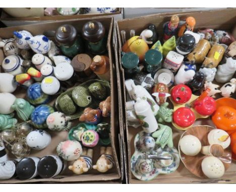 Two trays of assorted cruet sets to include Carlton ware and Homepride examples 