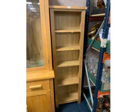 A modern light oak open floor standing bookcase W 52 cm 