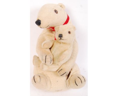 A vintage c1950's Dean's Rag Book Co. Brumas & Ivy white polar bear teddy bear to commemorate the birth of London Zoo's first