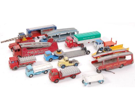 A good collection of assorted loose playworn Corgi &amp; Dinky diecast models. All lorries / wagons / hauliers. To include; C