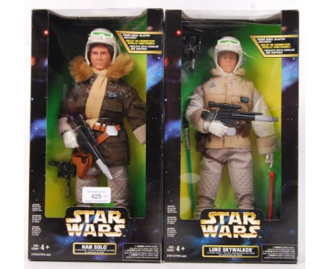 Two Kenner made Star Wars 12" action figures - Han Solo in Hoth Gear and Luke Skywalker in Hoth Gear. Both factory sealed, an