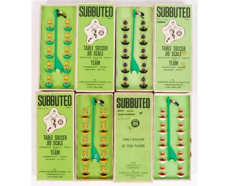 A collection of 4x original vintage Subbuteo football teams to include box titles; Norwich, Manchester United, 138 &amp; othe