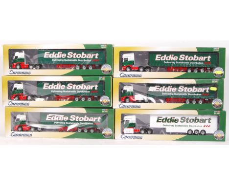 A large collection of 6x Cararama / Oxford 1:50 scale diecast model Eddie Stobart lorries / hauliers. All appear mint, within