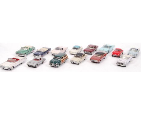 A collection of 14x Franklin Mint 1:43 scale precision diecast model cars. All unboxed, but all appearing mint / mint+ and on