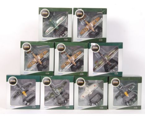 A collection of 9x Oxford Aviation series diecast 1:72 scale model ' Front Line Fighters ' aircraft. All appear as new and un