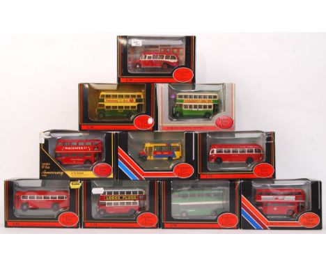 A collection of 10x assorted EFE Exclusive First Editions diecast model 1:76 scale buses. All appear mint, within the origina