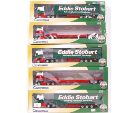 A collection of 5x Cararama 1:50 scale diecast model Haulers. Including 3x Eddie Stobart and 2x Chris Bennett. All models app