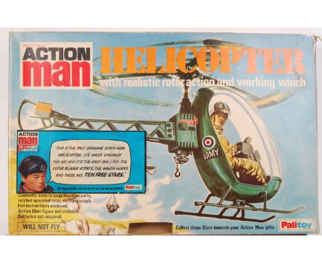 An original vintage Action Man ' Helicopter ' action figure playset, by Palitoy. Appears complete (but unchecked), with instr