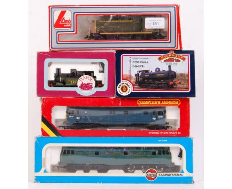A collection of 5x assorted 00 gauge railway trainset locomotives. Comprising of; Bachmann 31-901A, Dapol D-70, Airfix 54100-